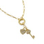 Pave Heart And Key Charm Pendant Necklace - Gold