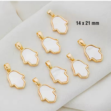 MOP Hamsa Pendant Necklace - Gold