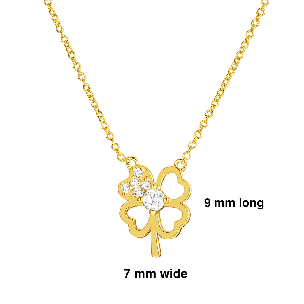 Bridesmaid CZ Small Clover Necklace - Gold