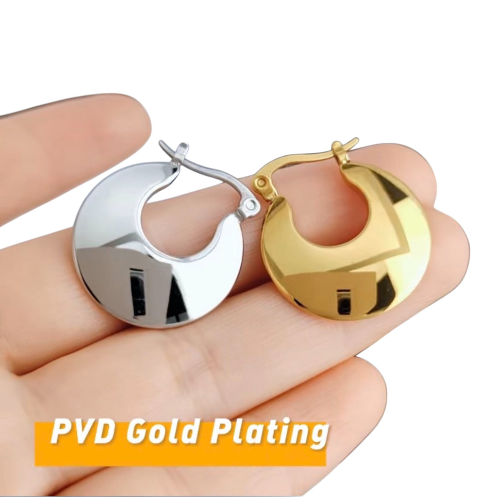 Stainless Steel Luna Hoop Earrings - Gold and Silver