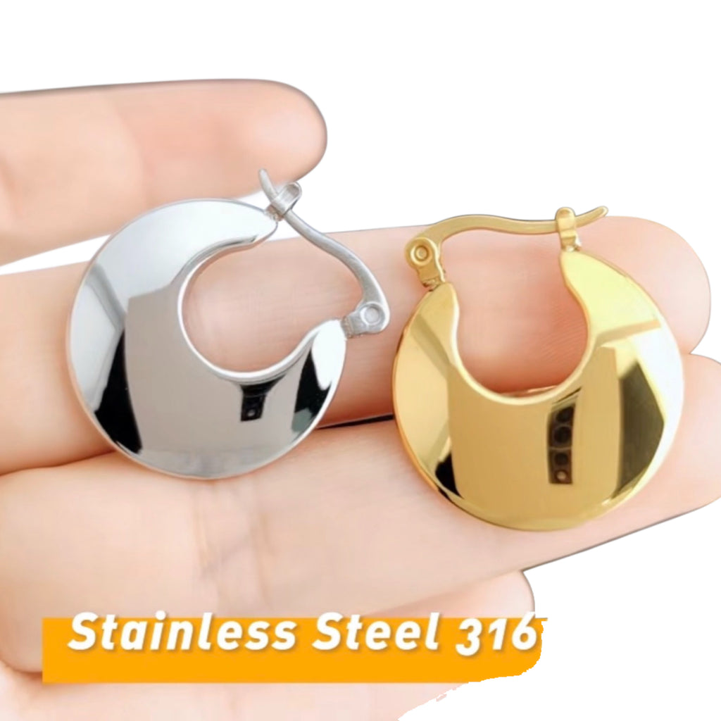 Stainless Steel Luna Hoop Earrings - Gold and Silver