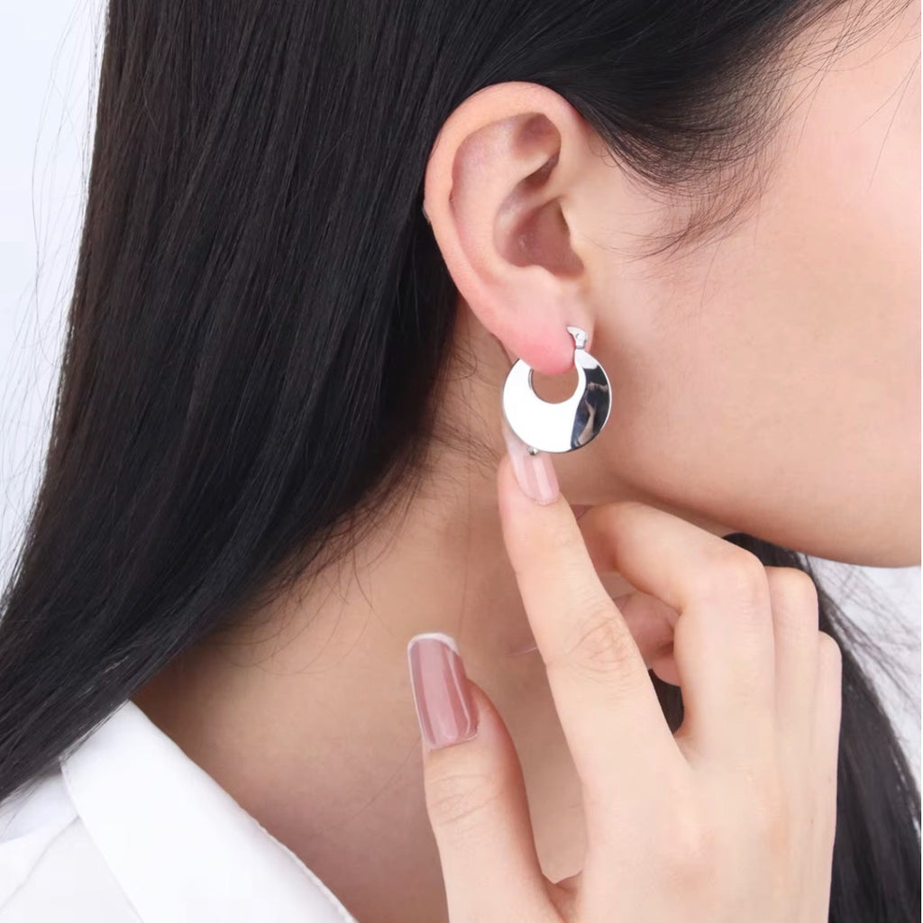 Stainless Steel Luna Hoop Earrings - Gold and Silver
