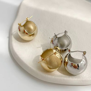 Luna Dome Hoop Earrings - Gold and Silver