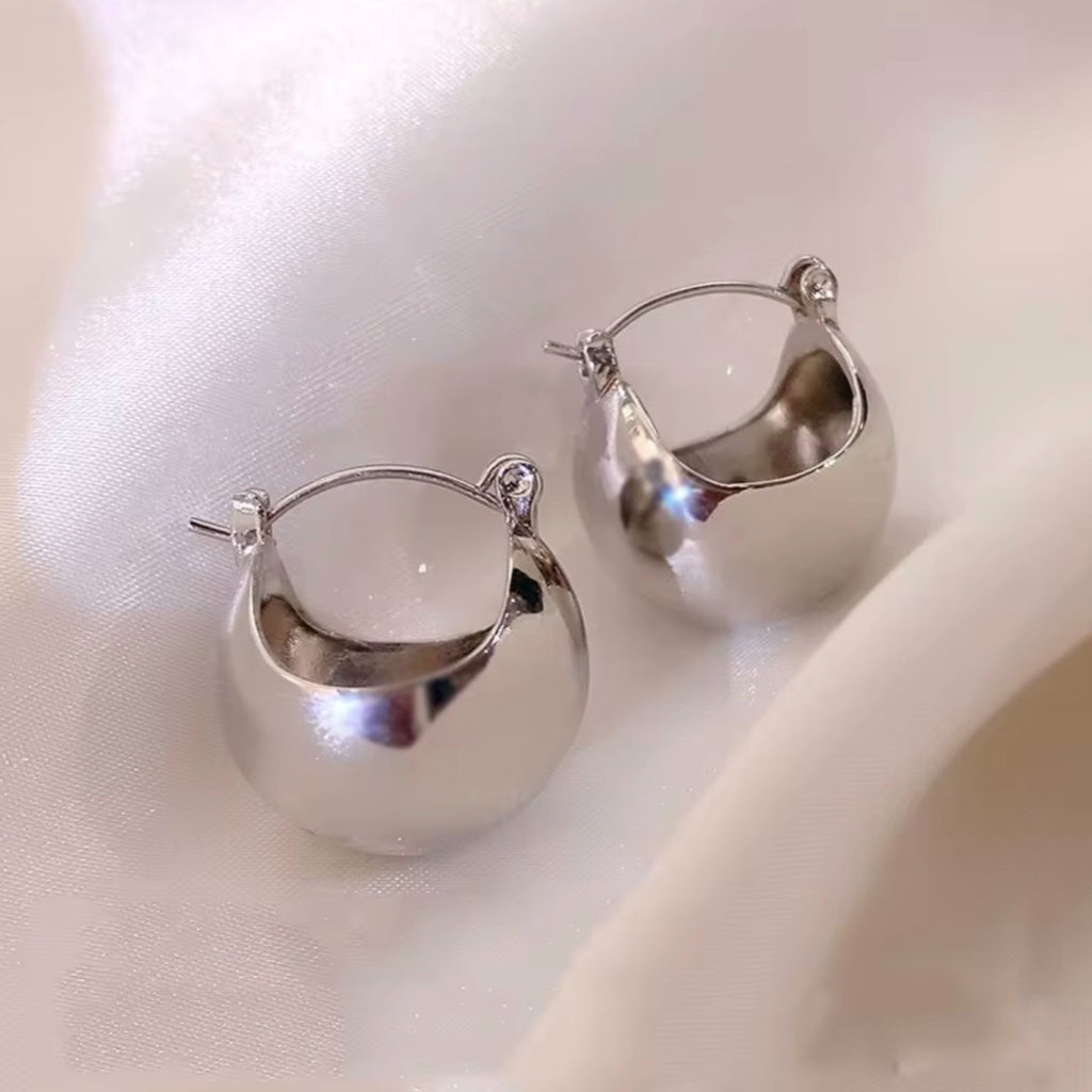 Luna Dome Hoop Earrings - Gold and Silver