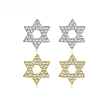 9 mm Star of David Stud Earrings - Gold and Silver