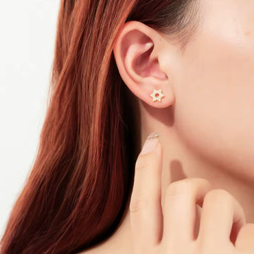 9 mm Star of David Stud Earrings - Gold and Silver