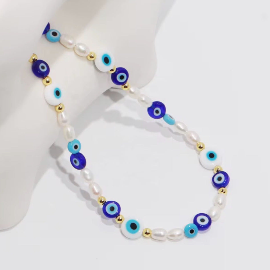 Evil Eye Pearl Necklace