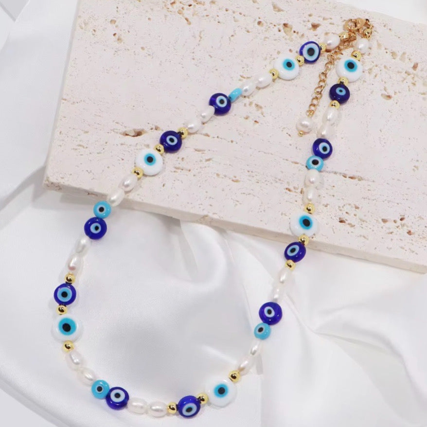 Evil Eye Pearl Necklace