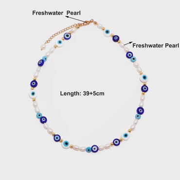 Evil Eye Pearl Necklace