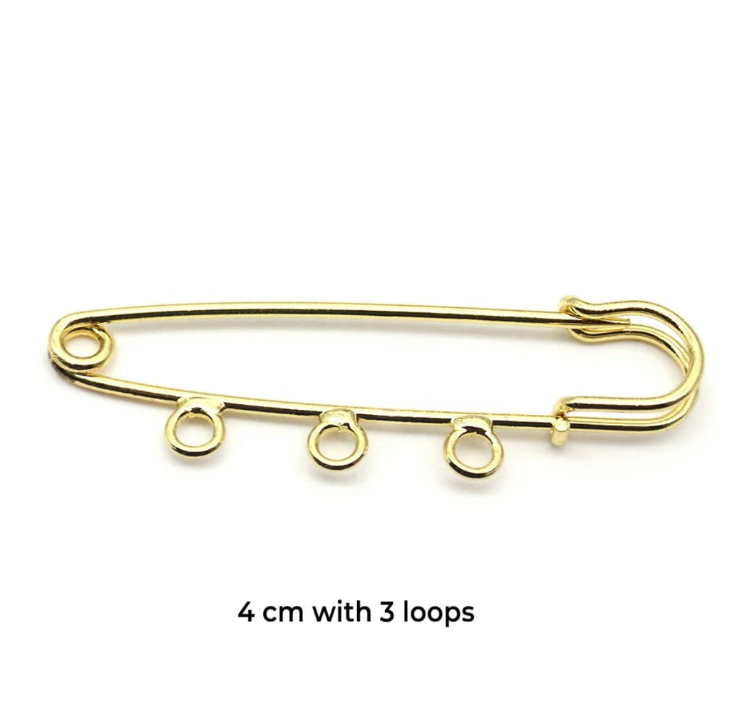 4 CM Plain Pin With CZ Charms - Gold