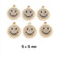 4 CM Blue Enamel Pin With CZ Happy Face Charm - Gold