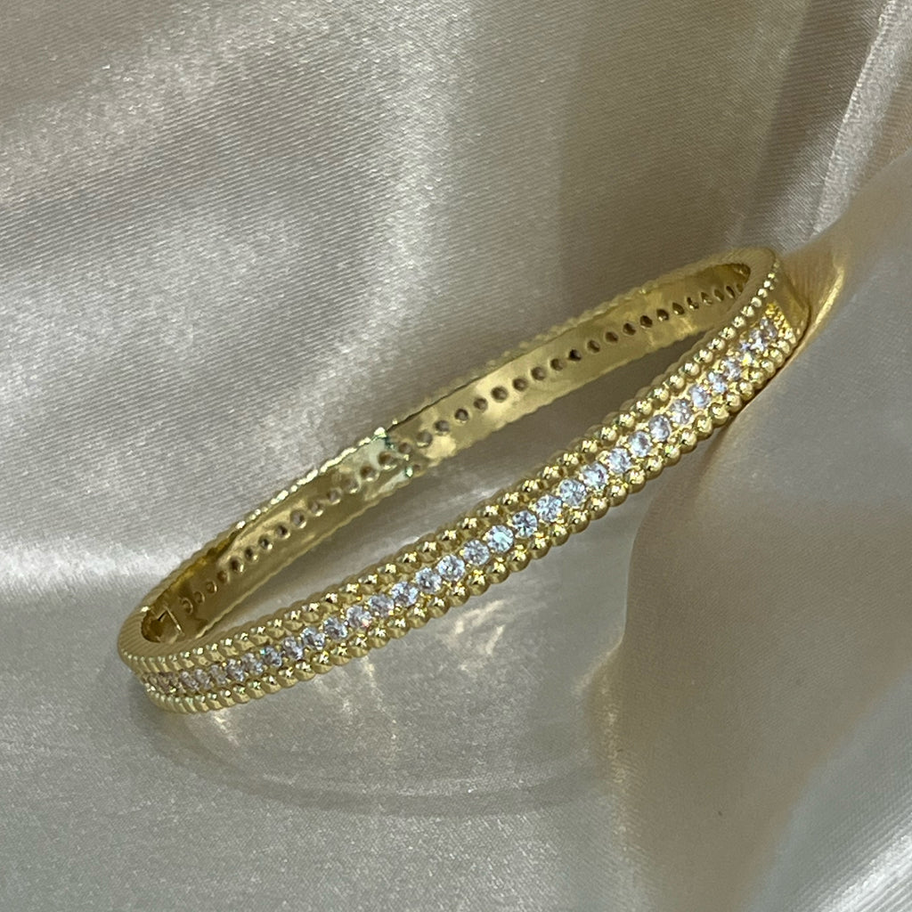 CZ Bangle Bracelet -  Gold and Silver