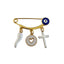 3.8 CM Enamel Evil Eye Pin With White Charms - Gold