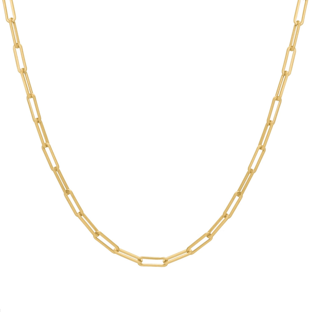 CZ Boy & Girl Charm Paperclip Necklace - Gold