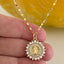 Pearl/CZ Virgin Mary Medallion Necklace - Gold