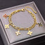 18k Gold Plated Stainless Steel Dangling Clovers Bracelet