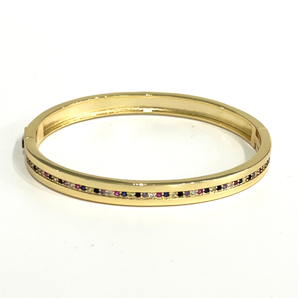 CZ Rainbow Bangle Bracelet - Gold