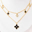 Black & White Clover Set- 18K Gold Plated