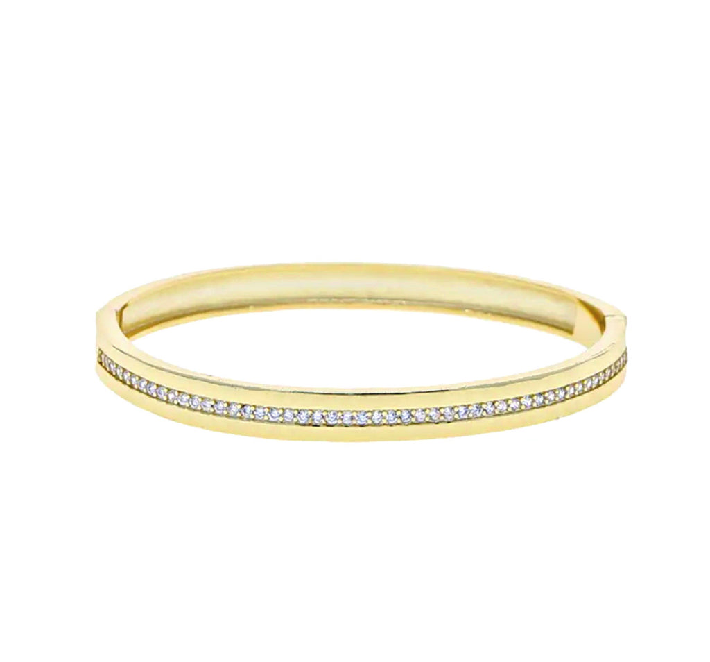 CZ One Row Bangle Bracelet - Gold