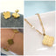 18k Gold Plated Both Sides Printed Four Leaf Clover Set (Necklace, Earrings and Bracelet).