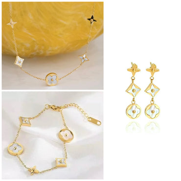 Designer Inspired Clover Charms Set (Earrings/Necklace) - Gold – Balara  Jewelry