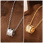 18K Gold Clovers Barrel Pendant Necklace - Gold and Silver