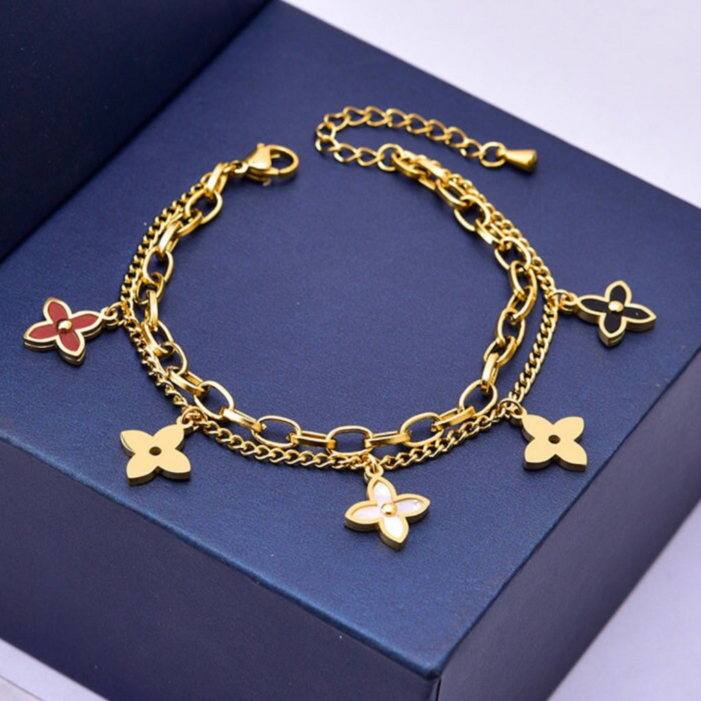 18K Gold Plated Enamel Clover Set ( Necklace, Bracelet and Earrings) –  Balara Jewelry