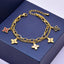 18k Gold Plated Stainless Steel Dangling Clovers Bracelet