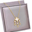 Shell Gem CZ Dangling Clovers Necklace - Gold