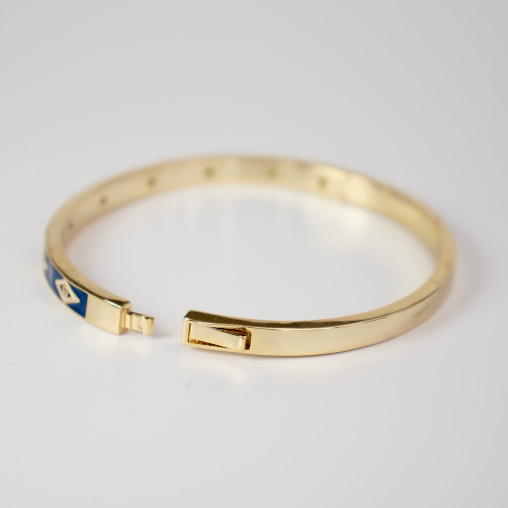 Slim Enamel Bangle Bracelet - Gold
