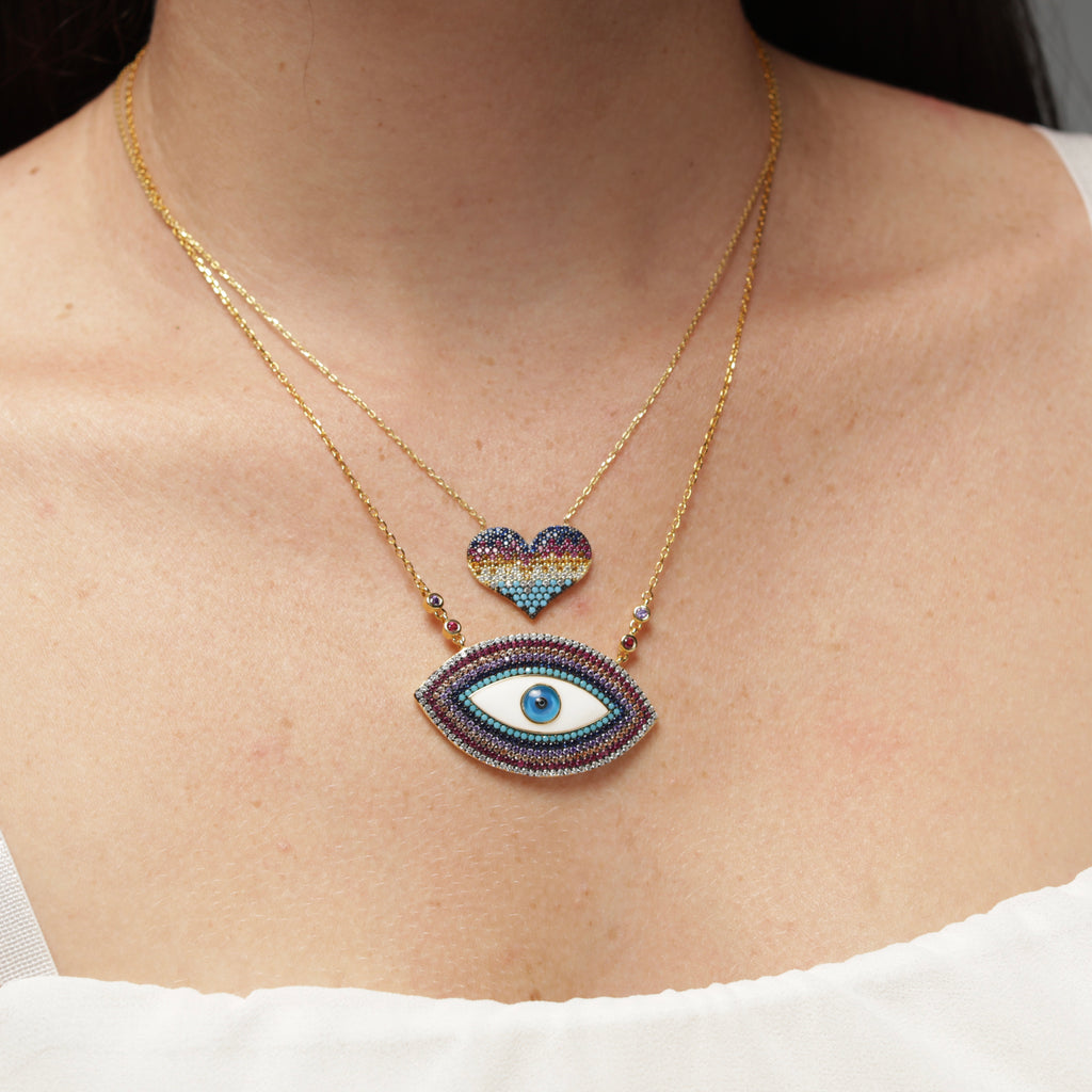 Large Multicolor Evil Eye Necklace