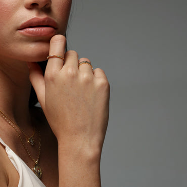 Half Eternity Pave Rainbow Band Ring - Gold