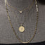 Cross CZ Coin Pendant Necklace - Gold