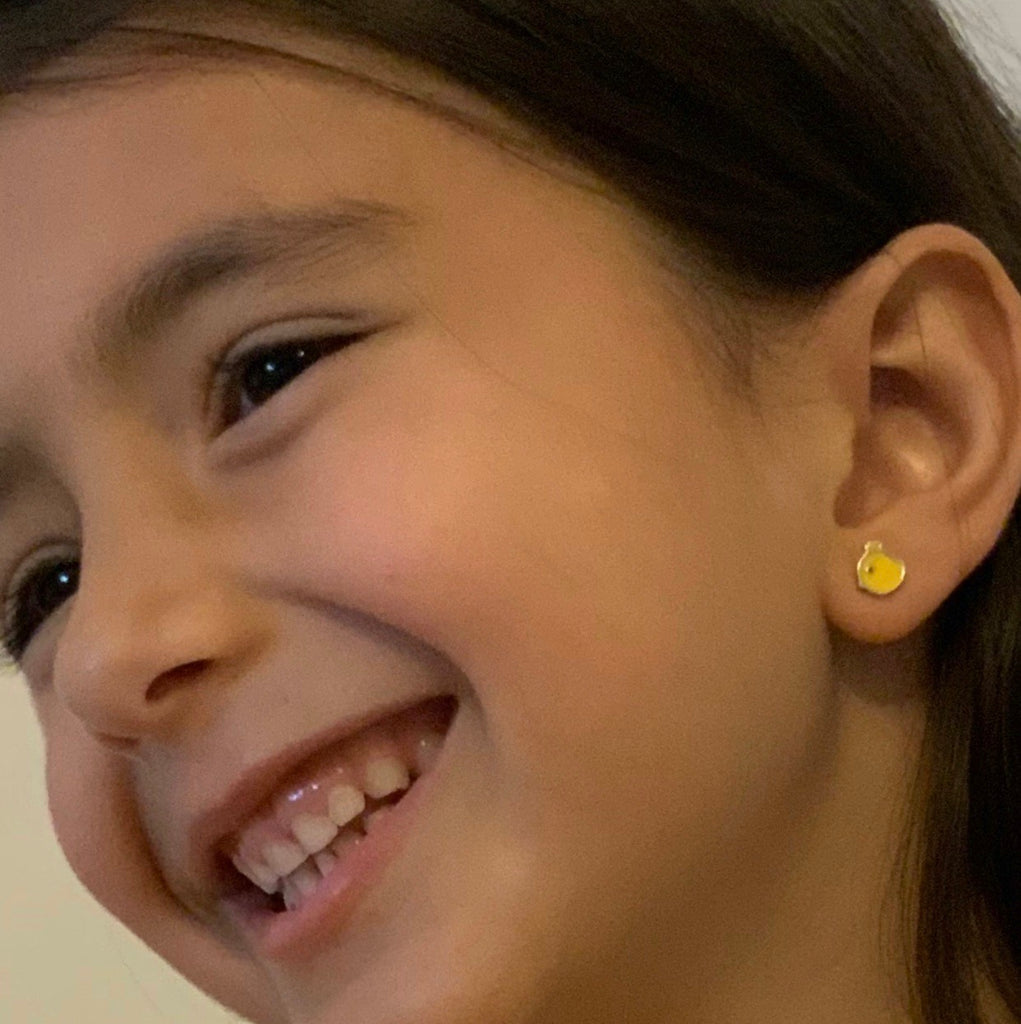 Yellow Enamel Bird Stud Earrings - Girls & Teens-Earrings-Balara Jewelry