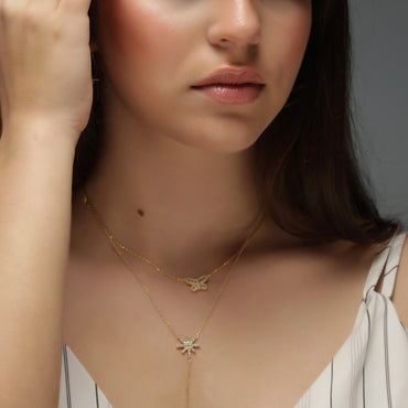 Sterling Silver CZ Butterfly Necklace - Gold or Silver