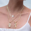 Heart and Love CZ Pendant Necklace - Gold