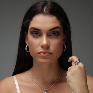 CZ Link Hoop 25mm - Gold or Silver