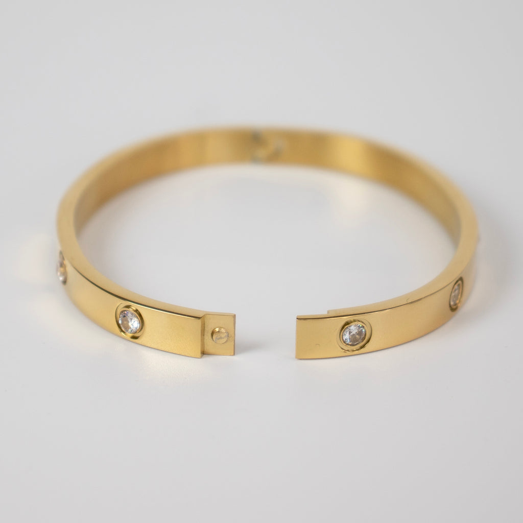 4 mm Stone CZ Bangle Bracelet - Rose Gold, Gold and Silver