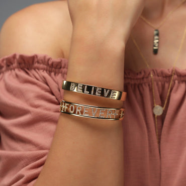 Forever Cuff Bracelet CZ Stones - Gold