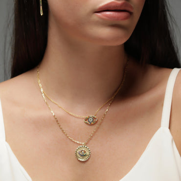 Multicolor Evil Eye Necklace - Gold