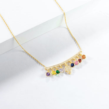 Dangling Bar CZ/Hamsa Necklace