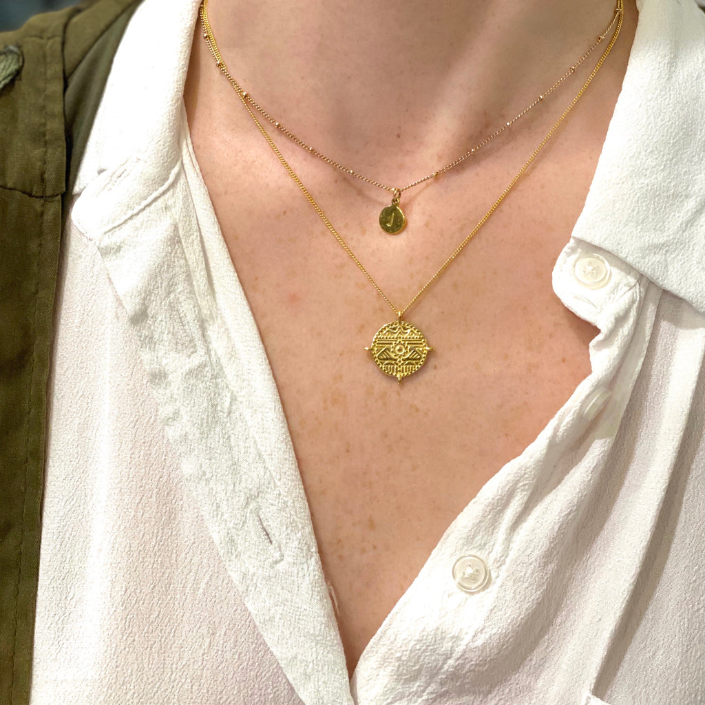 Minimalist Sun Coin Pendant Necklace - Gold
