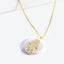 CZ Hamsa Freshwater Pearl Pendant Necklace - Gold