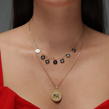 Lucky Elephant Coin Pendant Necklace - Gold