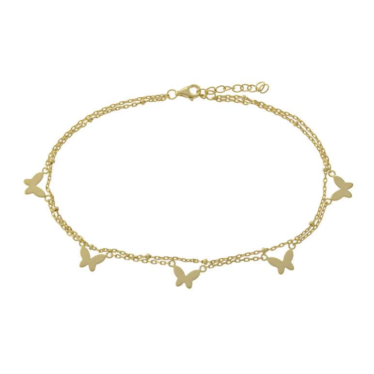 Double Row Butterfly Drop Anklet