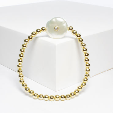 Stretch Beaded Bracelet With Freshwater Pearl-Bracelets-Balara Jewelry