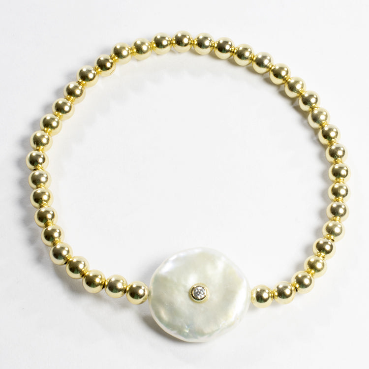 Stretch Beaded Bracelet With Freshwater Pearl-Bracelets-Balara Jewelry