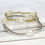 Beaded Adjustable 3 Pearl Bracelet - Gold or Silver