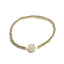Stretch Beaded Bracelet with CZ Pave Disc - Gold or Silver-Bracelets-Balara Jewelry