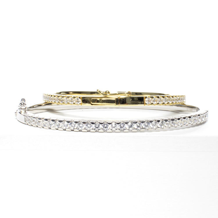 Bangle Band CZ Bracelet - Gold or Silver-Bracelets-Balara Jewelry